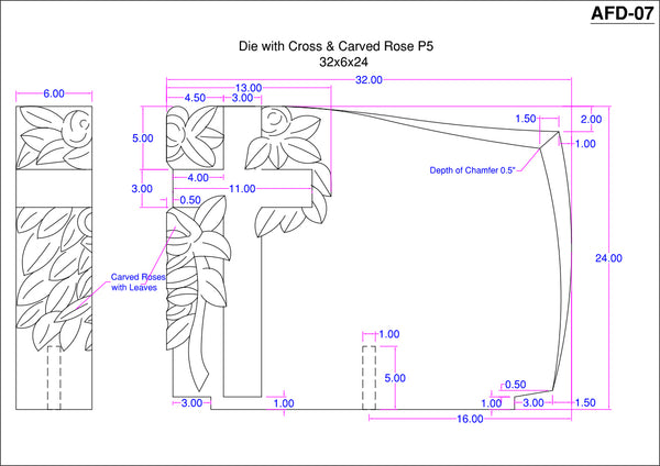 AFD-07 Die cross with engraved roses